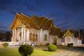 Wat Benchamabophit Marble Temple in the evening twilight. Bangkok, Thailand