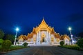 Wat benjamaborphit dusitvanaram or marble temple at twilight Royalty Free Stock Photo