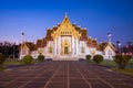 Wat benjamaborphit dusitvanaram or marble temple at twilight Royalty Free Stock Photo