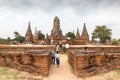 Wat Chai Watthanaram, Ayutthaya, Thailand - 12.24.2018; tourists visit Wat Chai Watthanaram