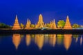 Wat Chaiwatthanaram temple on twilight in Ayutthaya