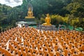 Wat Chak Yai temple, golden buddha and hundreds of monks, in Chanthaburi, Thailand