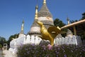 Wat Chedi Hoi or stupa gigantic fossilised oyster shells aged millions of years temple for thai people and foreign travelers