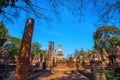 Wat Chedi Jet Thaew at Si Satchanalai Historical Park in Sukhothai, Thailand Royalty Free Stock Photo