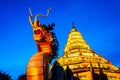 Wat Huai Pla Kung Temple at sunset in Chinag Rai, Thailand