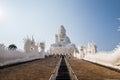 Rimkok district,Chiang Rai Province,Northern Thailand on January 19,2020:Enormous white Guan Yin Statue and beautiful dragon