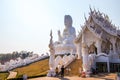 Rimkok district,Chiang Rai Province,Northern Thailand on January 19,2020:Beautiful prayer hall and large Guan Yin Statue at Wat