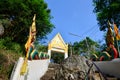 Wat Khao Wong Phra Chan at top of mountain in Lopburi, Thailand