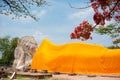 Wat Lokayasutharam Reclining Buddha in Ayutthaya, Thailand. Thailand is known as Country of Smile. In summer time, international