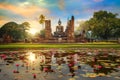 Wat Mahathat Temple in the precinct of Sukhothai Historical Park in Thailand Royalty Free Stock Photo