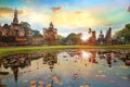 Wat Mahathat Temple in the precinct of Sukhothai Historical Park, Thailand Royalty Free Stock Photo