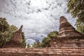 Phra Nakorn Si Ayutthaya,Thailand on May 27,2020:Chedi Raismall stupa at Wat Maheyong in Ayutthaya Historical Site