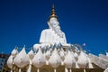 Wat Pha Sorn Kaew temple . five big buddha statue white color are beautiful architecture at Phet cha bun , Thailand