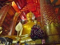 Wat Phanan Choeng Temple AYUTTHAYA THAILAND-01 MARCH 2019:Buddha statue, Phanan Choeng Buddha statue, built last year B.E. 1867, Royalty Free Stock Photo