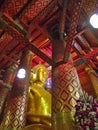 Wat Phanan Choeng Temple AYUTTHAYA THAILAND-01 MARCH 2019:Buddha statue, Phanan Choeng Buddha statue, built last year B.E. 1867,