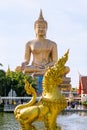 Wat Phikul Thong has a beautiful big Buddha statue in Singburi Province in Thailand