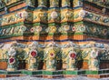 Wat Pho Temple Colourful tiles floral pattern Mosaic on Pagoda Landmark Details Bangkok Thailand
