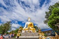 Mae Hia,Chiang Mai,Northern Thailand on Septemmber 13,2019:Sitting Buddha Statue at Wat Phra That Doi Kham