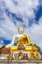 Mae Hia,Chiang Mai,Northern Thailand on Septemmber 13,2019:Sitting Buddha Statue at Wat Phra That Doi Kham