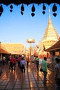 Wat Phra That Doi Suthep in Chiang Mai, Thailand, with thousands of people came to pay homage.