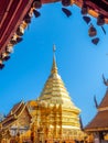 Wat Phra That Doi Suthep golden pagoda, one of the landmark of Chiang mai city in Thailand