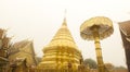 Travel famous temple in Chiang Mai, Thailand. Wat Phra That Doi Suthep with golden pagoda