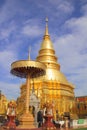 Wat Phra That Hariphunchai an iconic Buddhist pagoda in Lamphun province, Thailand. Its Lanna style chedi enshrines a relic of the Royalty Free Stock Photo