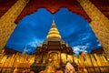 Wat Phra That Hariphunchai in twilight time