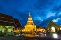 Wat Phra That Hariphunchai in twilight time