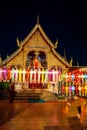 Wat Phra That Haripunchai Woramahawihan during Loy Krathong festival, in Lapmhun, Thailand