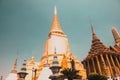 Temple of the Emerald Buddha and the home of the Thai King. Wat Phra Kaeo is one of Bangkok's most famous tourist Royalty Free Stock Photo