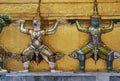 Giants in the Wat Phra Kaew in Bangkok, Thailand, Asia, the Golden Temple of the Emerald Buddha Royalty Free Stock Photo