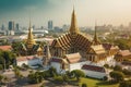 Wat Phra Kaew Bangkok, Thailand temple at night with Ai Generated