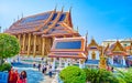 Wat Phra Kaew complex with huge Ubosot temple, Grand Palace, on May 12 in Bangkok, Thailand