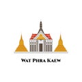 Wat Phra Kaew temple of the emerald buddha and beautiful architecture in Bangkok Travel and illustration. One of the most