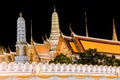 Wat Phra Kaew, Temple of the Emerald Buddha,Grand palace at night in Bangkok, Thailand Royalty Free Stock Photo