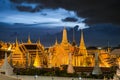 Wat Phra Kaew, Temple of the Emerald Buddha,Grand palace at twilight in Bangkok, Thailand