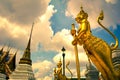 Wat Phra Kaew. Temple of the Emerald Buddha. Traditional Ancient Thai art, ancient Thai temple.