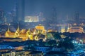 Wat Phra Keaw, Wat Pho and Grand palace at night in Bangkok, Thailand Royalty Free Stock Photo