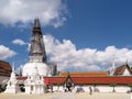 The 78m high Phra Borommathat Chedi, principal stupa at Wat Phra Mahathat Woramahawihan, undergoing renovation works - Apr 2016