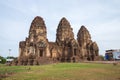 Wat Phra Prang Sam Yot, ancient architecture in Lop Buri Province in Thailand Royalty Free Stock Photo