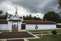 Wat phra that sawi temple in Chumphon, Thailand while raining storm