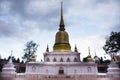 Wat phra that sawi temple in Chumphon, Thailand while raining storm