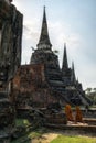 Buddhist monks and Chedis