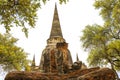 Phra Nakorn Si Ayutthaya,Thailand on July 8,2020:Wat Phra Si Sanphet in Ayutthaya Historical Park,a UNESCO World Heritage Site