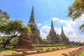 Phra Nakorn Si Ayutthaya,Thailand on July 8,2020:Wat Phra Si Sanphet in Ayutthaya Historical Park,a UNESCO World Heritage Site