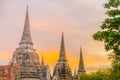 Wat Phra Si Sanphet at sunset , Ayutthaya, Thailand Royalty Free Stock Photo