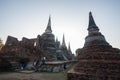 Ayutthaya, Thailand - January 1, 2018: Wat Phra Si Sanphet three pagoda - Many people taking photo . Archaeological site .