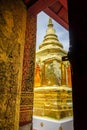 Wat Phra Singh golden stupa, Chiang Mai, Thailand Royalty Free Stock Photo