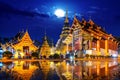 Wat Phra Singh temple at night in Chiang Mai, Thailand Royalty Free Stock Photo